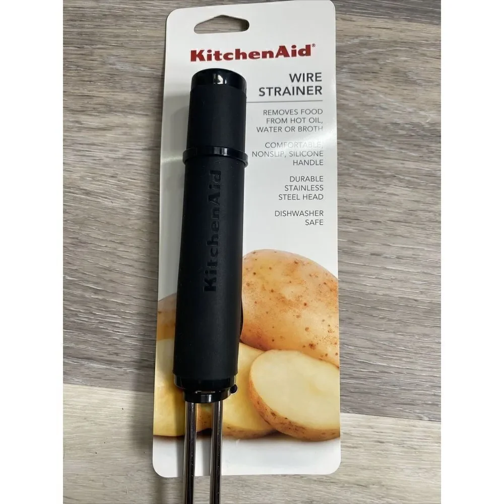 New KitchenAid Asian Strainer Wire Basket- Black colors Soft Grip